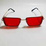 mens and womens red and gold side shield square sunglasses