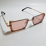 mens and womens pink and gold side shield square sunglasses