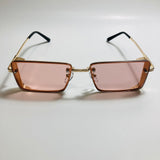 mens and womens pink and gold side shield square sunglasses