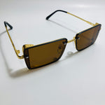 mens and womens brown and gold side shield square sunglasses