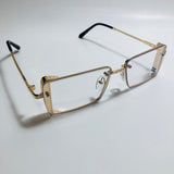 mens and womens clear and gold side shield square fake glasses