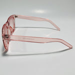 pink womens heart shape sunglasses with clear frame