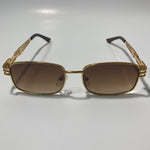 mens and womens gold square sunglasses with brown lenses