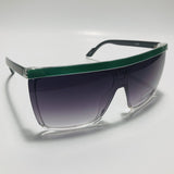 mens and womens green and black shield sunglasses