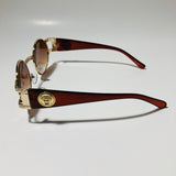 mens and womens brown and gold round sunglasses