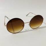 womens brown and gold oversize round sunglasses