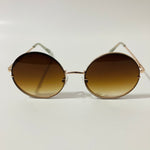 womens brown and gold oversize round sunglasses