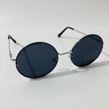 womens black and silver oversize round sunglasses