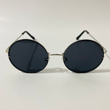 womens black and silver oversize round sunglasses