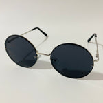 womens black and silver oversize round sunglasses