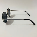 womens black and silver oversize round sunglasses