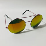 pink and yellow mens and womens round sunglasses with mirror lenses