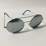 silver mens and womens round sunglasses with mirror lenses