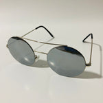 silver mens and womens round sunglasses with mirror lenses