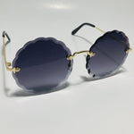 womens black and gold rimless round sunglasses