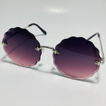 womens purple pink and silver rimless round sunglasses