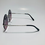 womens purple pink and silver rimless round sunglasses