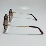 womens brown and gold rimless round sunglasses