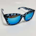 womens blue mirrored square sunglasses