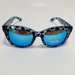 womens blue mirrored square sunglasses