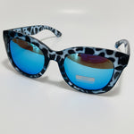 womens blue mirrored square sunglasses