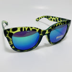 womens green and blue mirrored square sunglasses