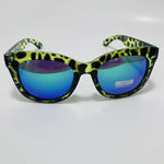 womens green and blue mirrored square sunglasses