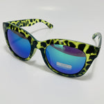 womens green and blue mirrored square sunglasses