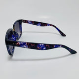 purple flower print square womens sunglasses with black lenses