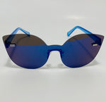 womens blue mirrored cat eye sunglasses