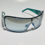 womens blue and silver shield y2k sunglasses