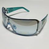 womens blue and silver shield y2k sunglasses