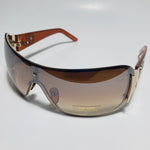 womens brown and gold shield y2k sunglasses