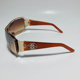 womens brown and gold shield y2k sunglasses