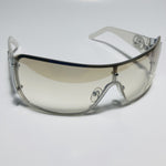 womens white and silver shield y2k sunglasses