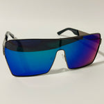 mens and womens gray and blue mirrored shield sunglasses