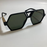 mens and womens square aviator sunglasses with black frame and green lenses