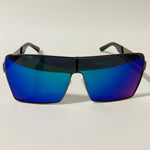 mens and womens gray and blue mirrored shield sunglasses