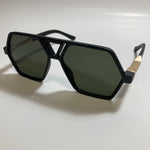 mens and womens square aviator sunglasses with black frame and green lenses