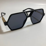 mens and womens square aviator sunglasses with black frame and black lenses