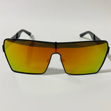 mens and womens black and yellow mirrored shield sunglasses