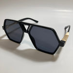 mens and womens square aviator sunglasses with black frame and black lenses