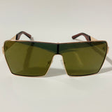 mens and womens gold and green mirrored shield sunglasses