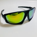 mens black and green mirrored wrap around sunglasses