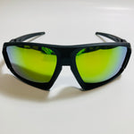 mens black and green mirrored wrap around sunglasses