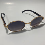 mens and womens gray and gold round sunglasses