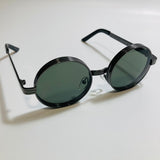 mens and womens black and green round steampunk sunglases
