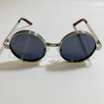 mens and womens black and silver round steampunk sunglases