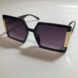 womens black and gold oversize square sunglasses