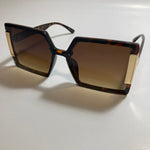 womens brown and gold oversize square sunglasses